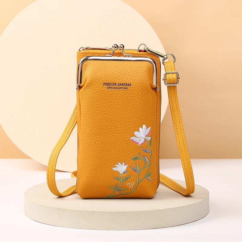 Bolsa Floral Feminina para Celular - Bordada
