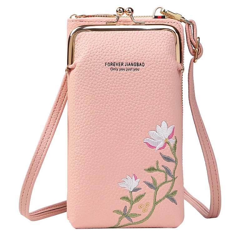 Bolsa Floral Feminina para Celular - Bordada